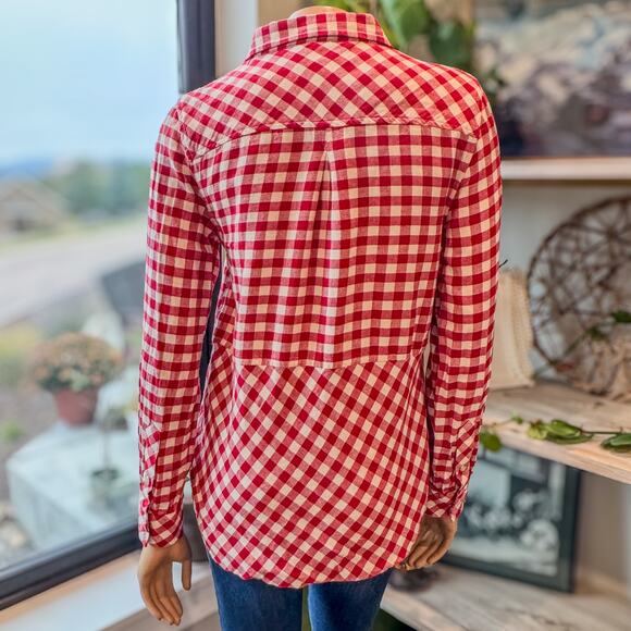 Tasha Polizzi Collection Red and White Gingham Pearl Snap Western Shirt, Medium - Picture 3 of 9